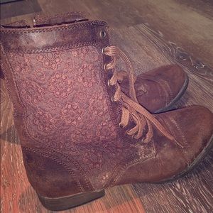 Brown combat boots